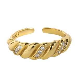 Pavé CZ Twisted Rope Open Ring