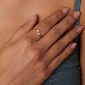 Double Pear Cut CZ Open Ring
