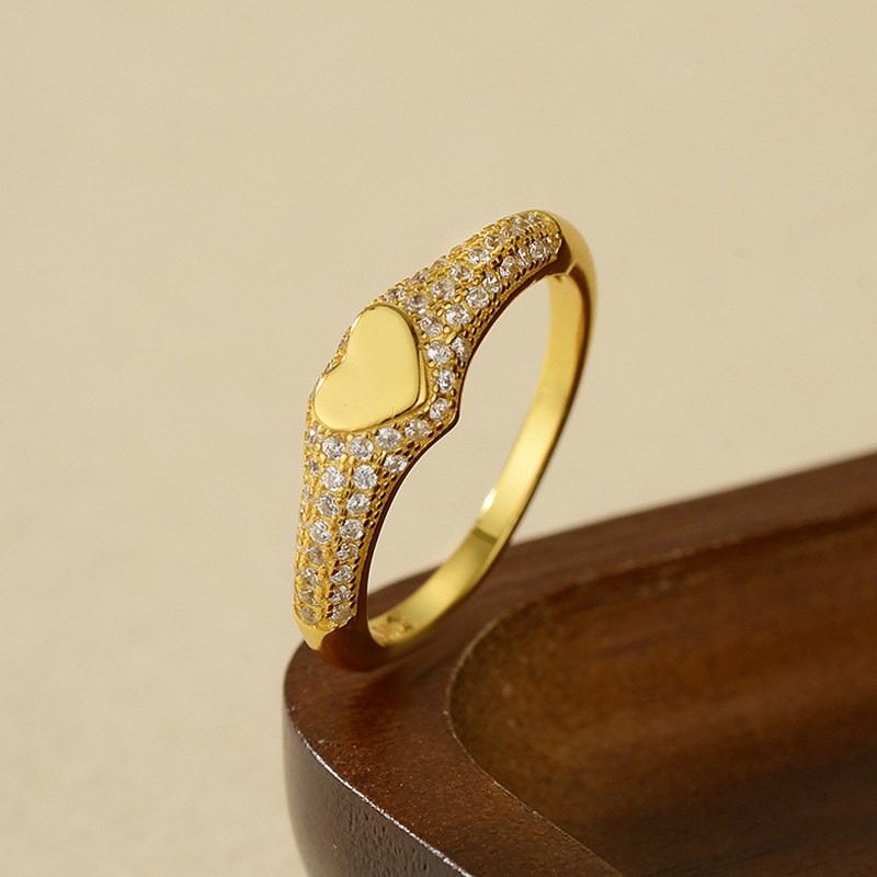 925 Sterling Silver Heart Layered Ring Pave CZ Stackable Statement Ring for Women - Image 2