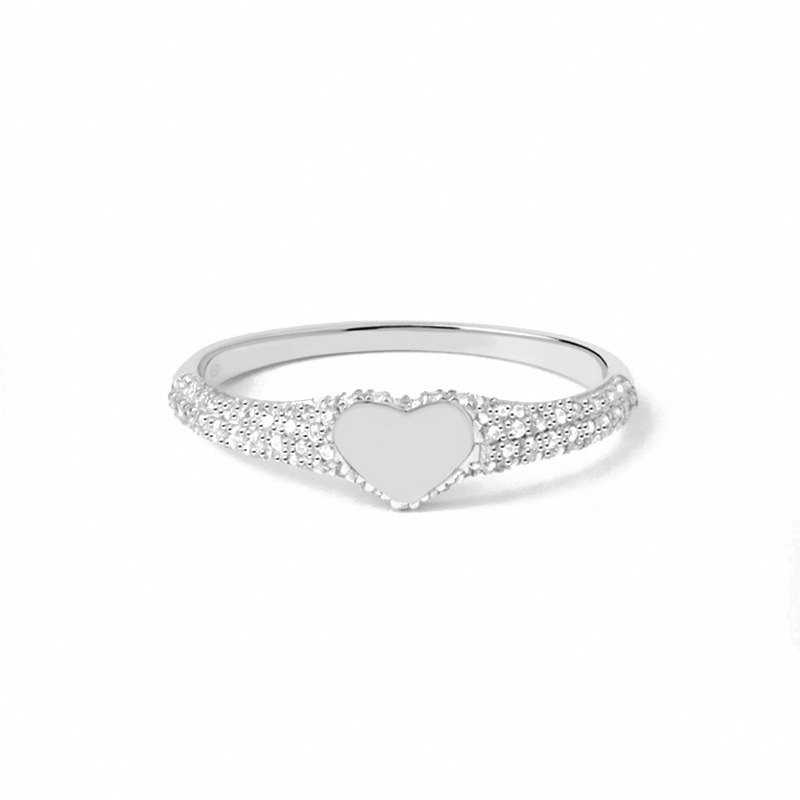 925 Sterling Silver Heart Layered Ring Pave CZ Stackable Statement Ring for Women - Image 5