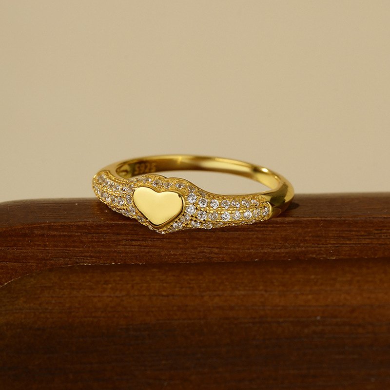 925 Sterling Silver Heart Layered Ring Pave CZ Stackable Statement Ring for Women - Image 6