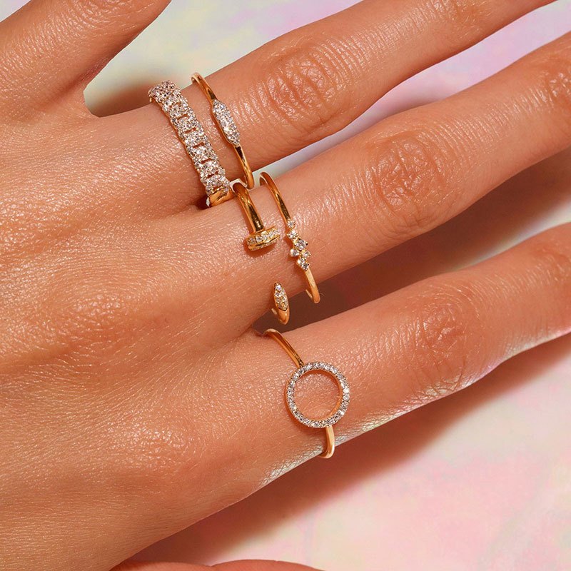 925 Sterling Silver Circle Halo CZ Open Ring Adjustable Minimalist Ring for Women - Image 5