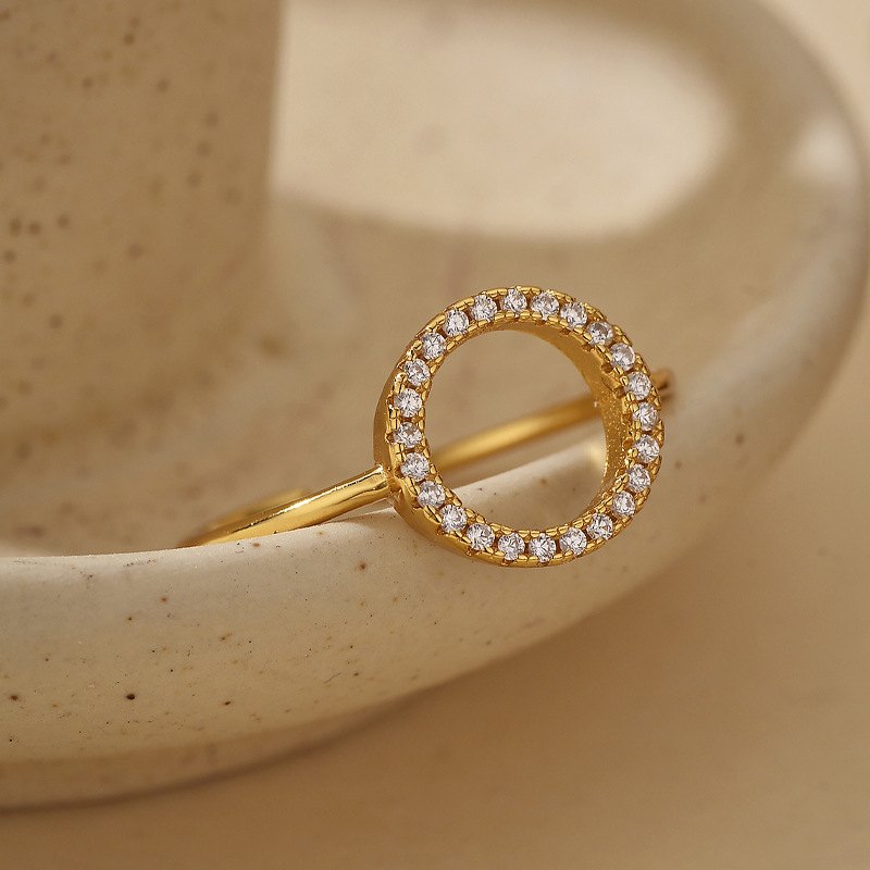 925 Sterling Silver Circle Halo CZ Open Ring Adjustable Minimalist Ring for Women - Image 6