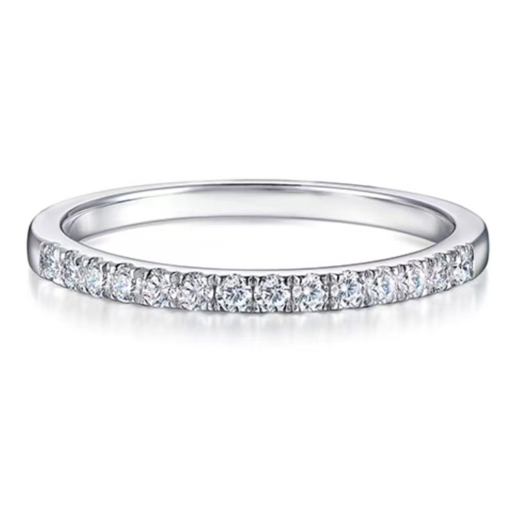 925 Sterling Silver Eternity Band Ring Full Cubic Zirconia Stackable Wedding Ring Minimalist Thin Diamond Look Ring for Women - Image 2