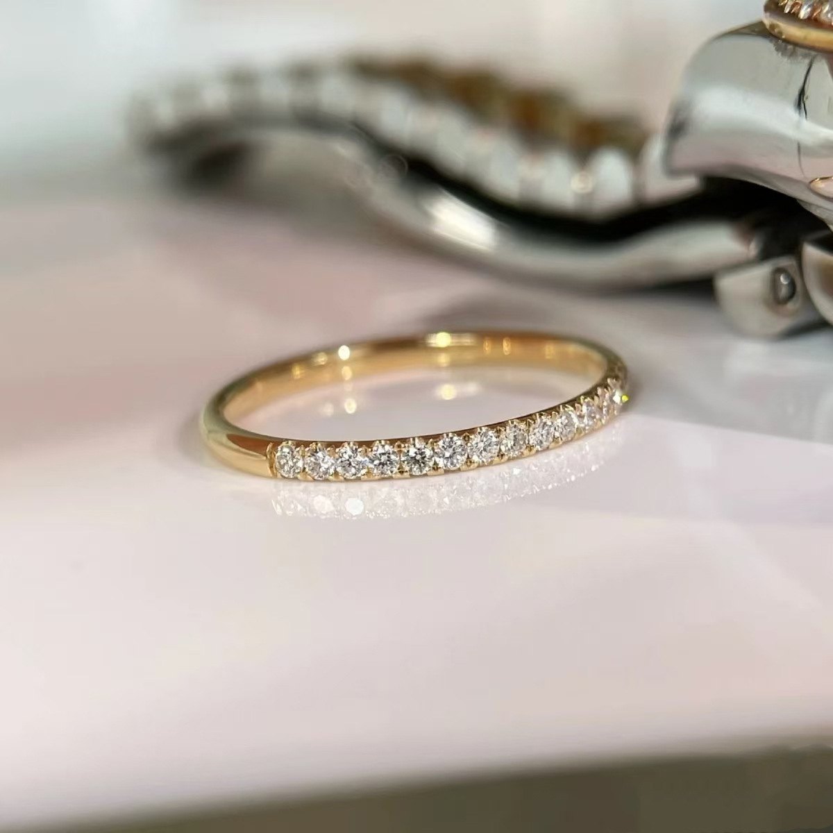 925 Sterling Silver Eternity Band Ring Full Cubic Zirconia Stackable Wedding Ring Minimalist Thin Diamond Look Ring for Women - Image 4