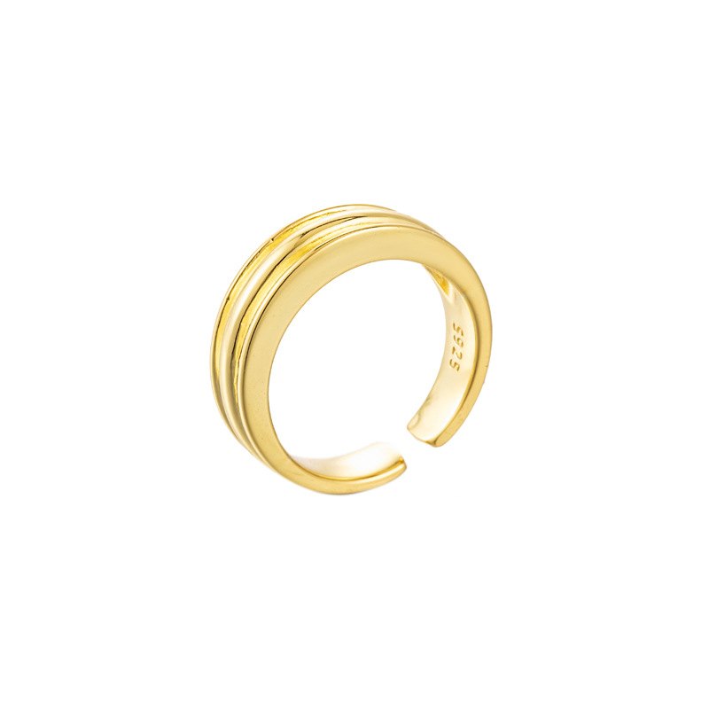 925 Sterling Silver Gold Plated Multi Layer Open Ring for Women Adjustable Minimalist Statement Band Ring - Image 6