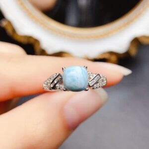 Blue Gemstone CZ Leaf Ring