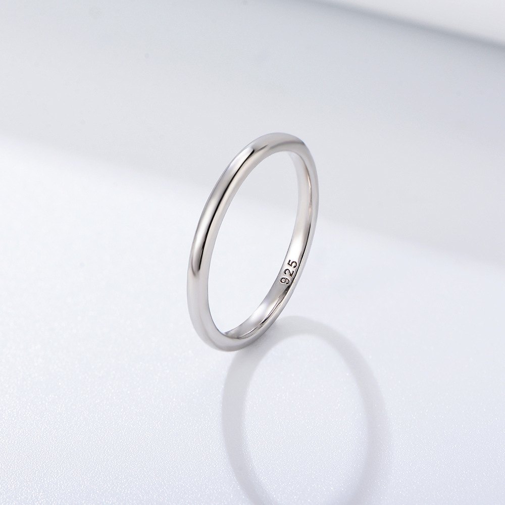 925 Sterling Silver Gold Plated Minimalist Band Ring for Women Thin Stackable Wedding Promise Ring - Image 2