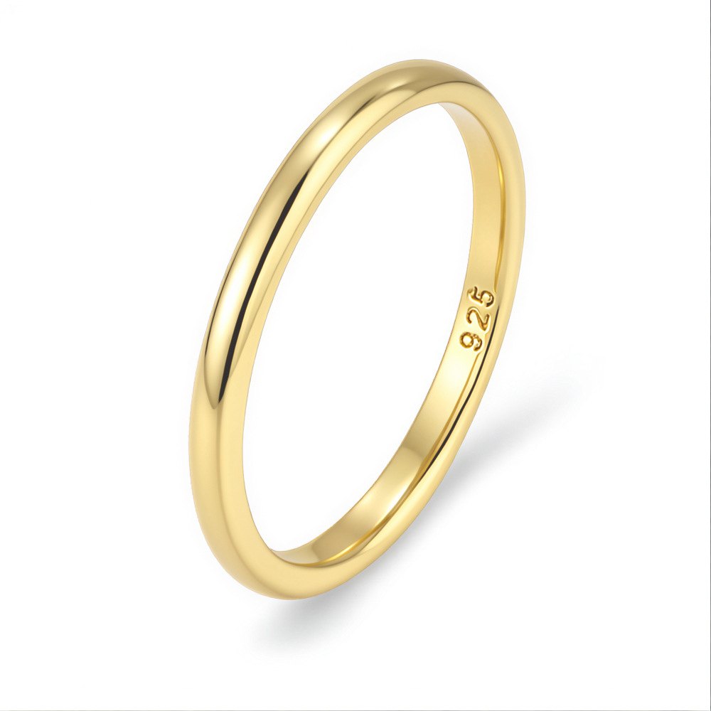 925 Sterling Silver Gold Plated Minimalist Band Ring for Women Thin Stackable Wedding Promise Ring - Image 3