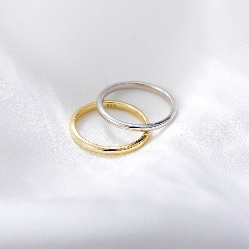 925 Sterling Silver Gold Plated Minimalist Band Ring for Women Thin Stackable Wedding Promise Ring - Image 4