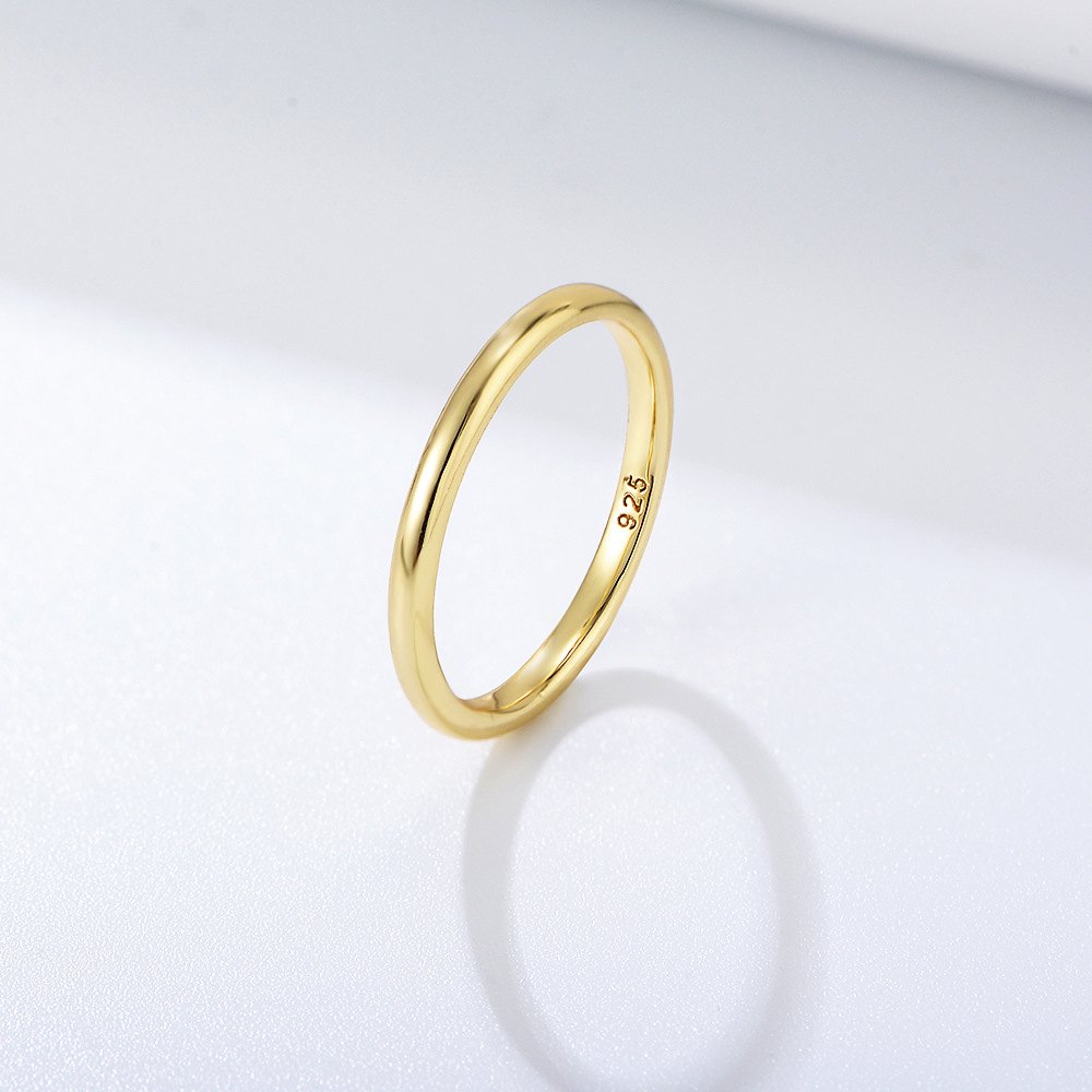 925 Sterling Silver Gold Plated Minimalist Band Ring for Women Thin Stackable Wedding Promise Ring - Image 5