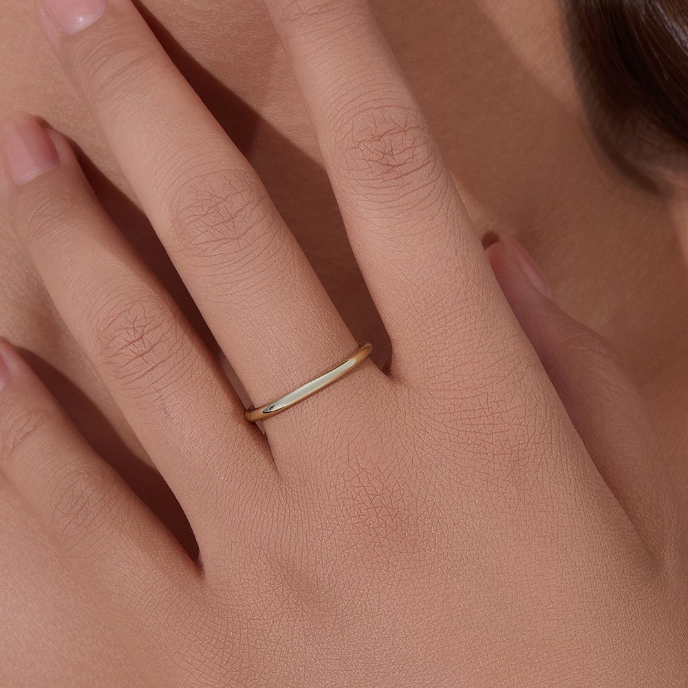 925 Sterling Silver Gold Plated Minimalist Band Ring for Women Thin Stackable Wedding Promise Ring - Image 6