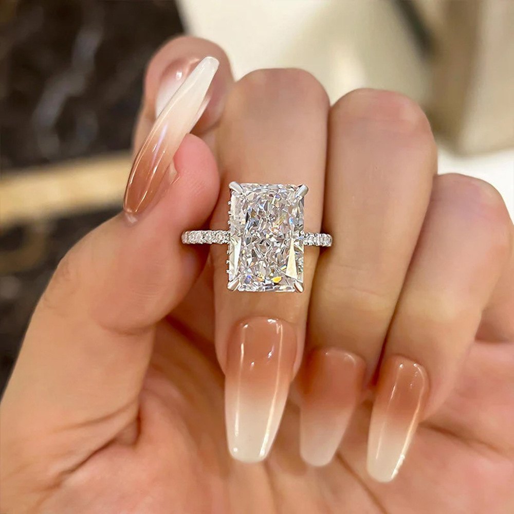 Emerald Cut CZ Engagement Ring - Image 2