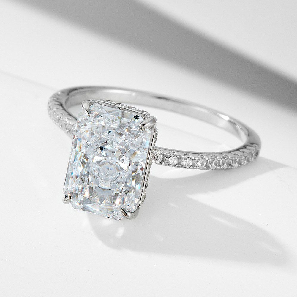 Emerald Cut CZ Engagement Ring - Image 3