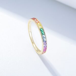 Rainbow Baguette CZ Ring