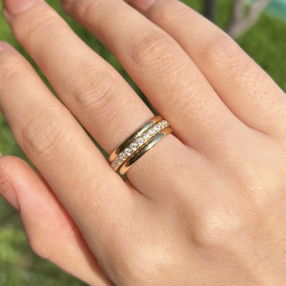 925 Sterling Silver Gold Plated Thin Band Ring for Women Minimalist Stackable Wedding Promise Ring