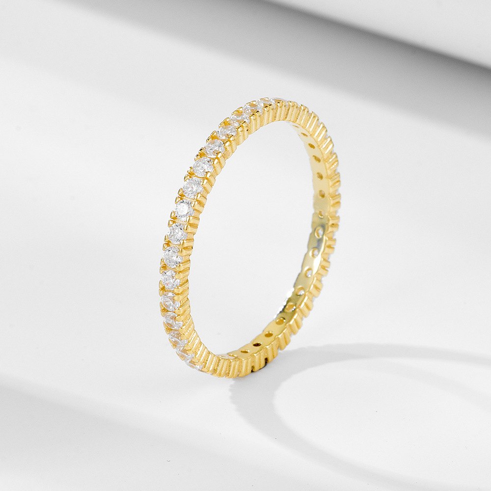 925 Sterling Silver Gold Plated Thin Band Ring for Women Minimalist Stackable Wedding Promise Ring - Image 2