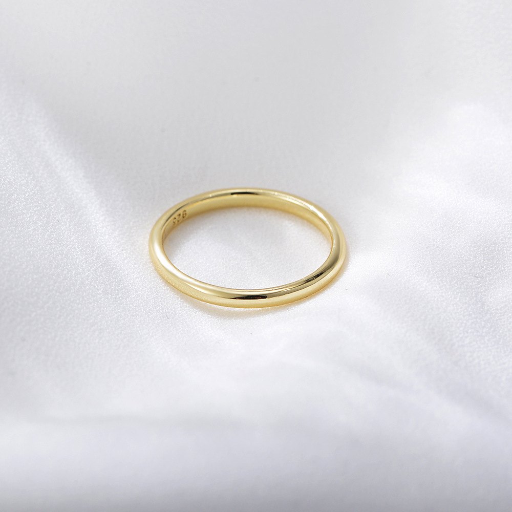 925 Sterling Silver Gold Plated Thin Band Ring for Women Minimalist Stackable Wedding Promise Ring - Image 4
