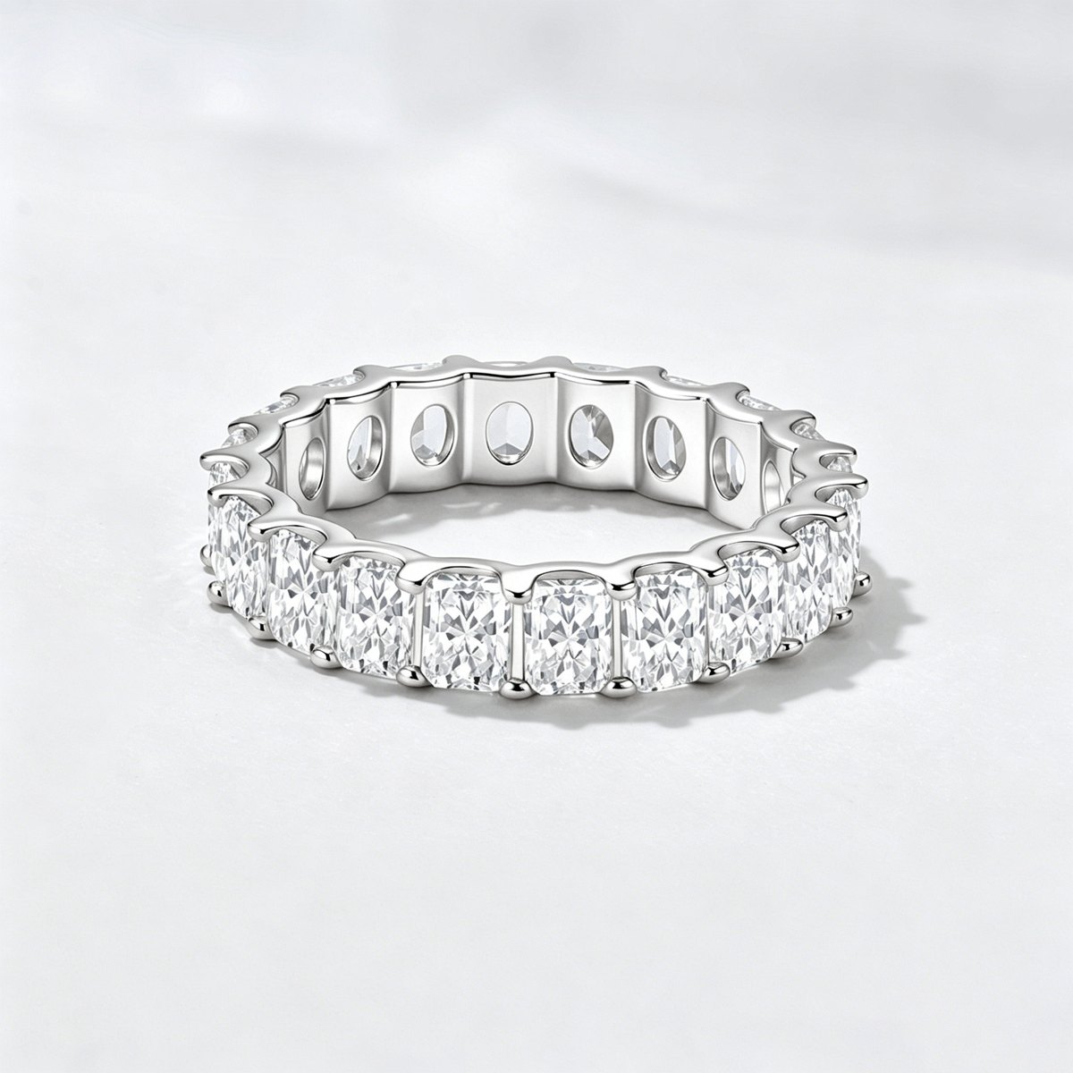 925 Sterling Silver Gold Plated Double Layer CZ Eternity Ring Luxury Stackable Geometric Band Ring for Women - Image 5