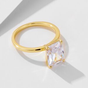 Emerald Cut CZ Solitaire Ring