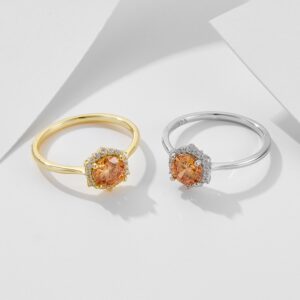 Champagne CZ Halo Ring