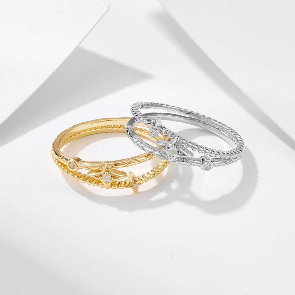 925 Sterling Silver Gold Plated Leaf Vine Ring Cubic Zirconia Openwork Nature Inspired Band Ring for Women