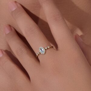 Marquise Cut Blue CZ Open Ring