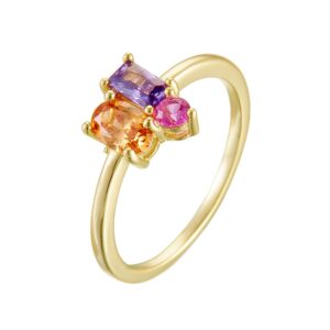 Multicolor CZ Cluster Ring