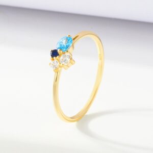 Marquise Cut Blue CZ Ring