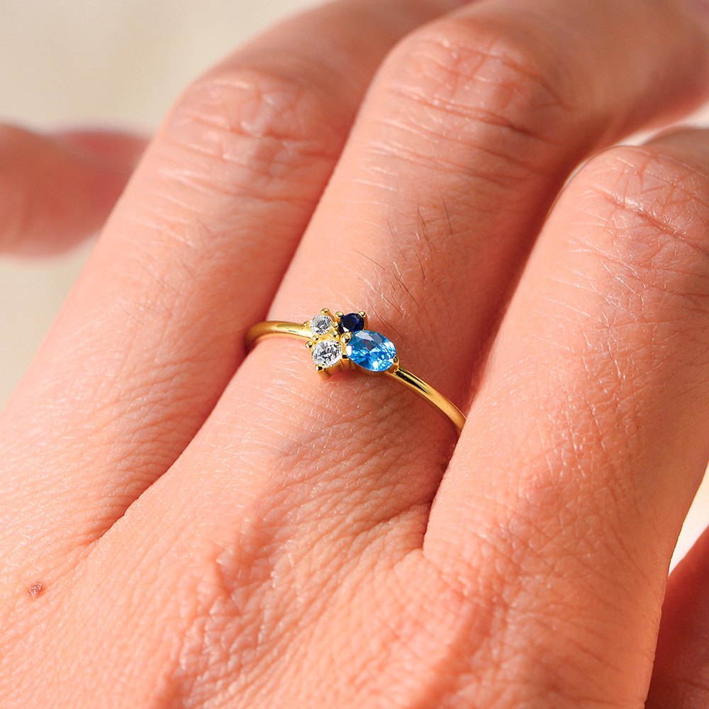 Wholesale 925 Sterling Silver Gold Plated Marquise Cut Blue Cubic Zirconia Ring Delicate Fashion Jewelry Ring for Women - Image 4