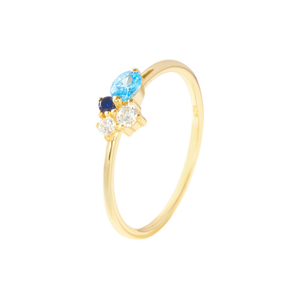 Wholesale 925 Sterling Silver Gold Plated Marquise Cut Blue Cubic Zirconia Ring Delicate Fashion Jewelry Ring for Women - Image 5