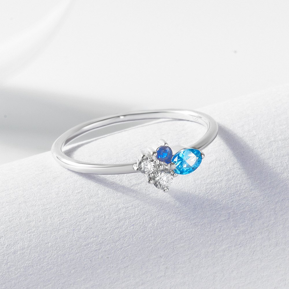 Wholesale 925 Sterling Silver Gold Plated Marquise Cut Blue Cubic Zirconia Ring Delicate Fashion Jewelry Ring for Women - Image 6