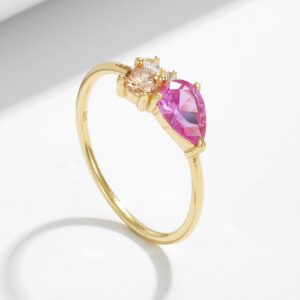 Pear Cut Pink CZ Ring