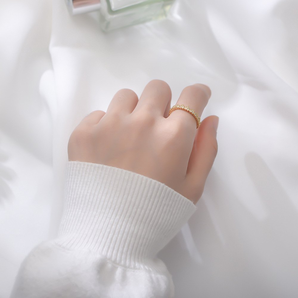 925 Sterling Silver Gold Plated Heart CZ Eternity Ring Romantic Stackable Band Ring for Women - Image 3