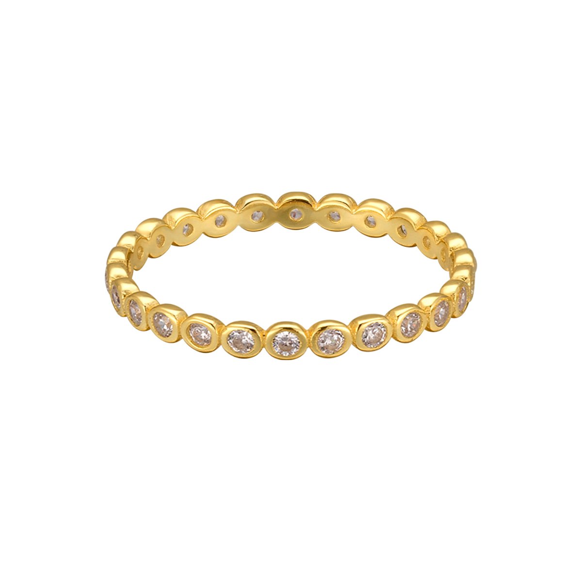 Wholesale 925 Sterling Silver Gold Plated Bezel Set Cubic Zirconia Eternity Ring Fashion Stackable Wedding Band Ring for Women