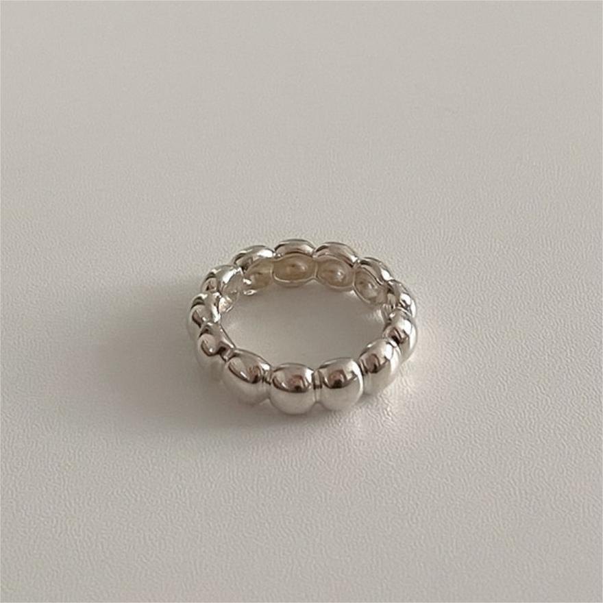 925 Sterling Silver Beaded Bubble Ring for Women Polished Ball Band Stackable Minimalist Fashion Jewelry Everyday Gift Ring - Image 3