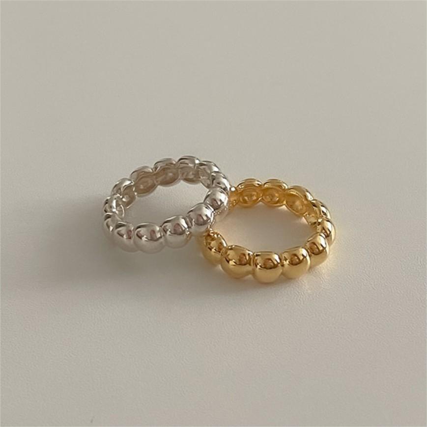 925 Sterling Silver Beaded Bubble Ring for Women Polished Ball Band Stackable Minimalist Fashion Jewelry Everyday Gift Ring - Image 4