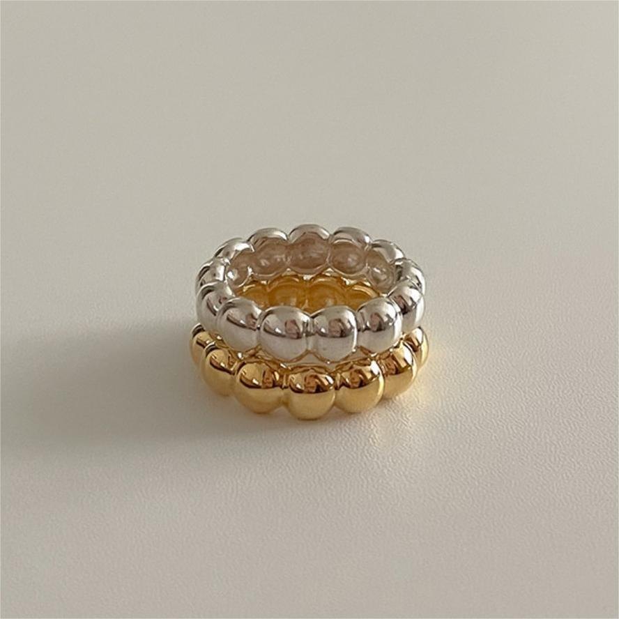 925 Sterling Silver Beaded Bubble Ring for Women Polished Ball Band Stackable Minimalist Fashion Jewelry Everyday Gift Ring - Image 5