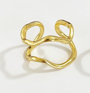 925 Sterling Silver Gold Plated Bow Ring for Women Adjustable Open Ring Minimalist Abstract Fashion Jewelry - Image 2