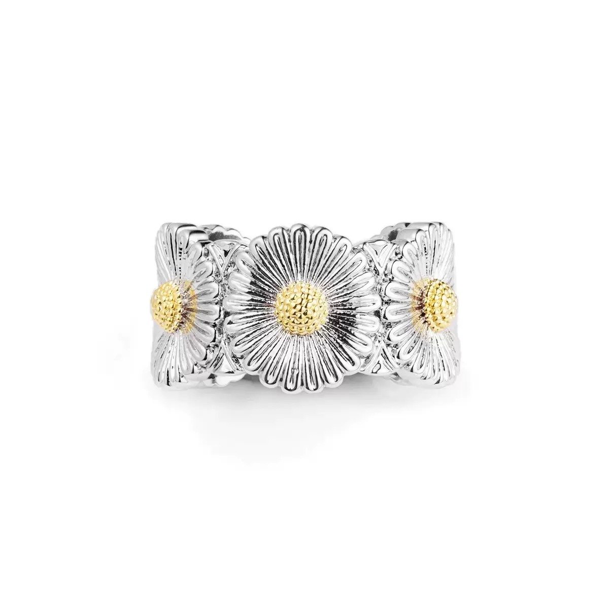 925 Sterling Silver Daisy Flower Open Ring for Women Adjustable Floral Statement Ring Nature Inspired Jewelry - Image 3