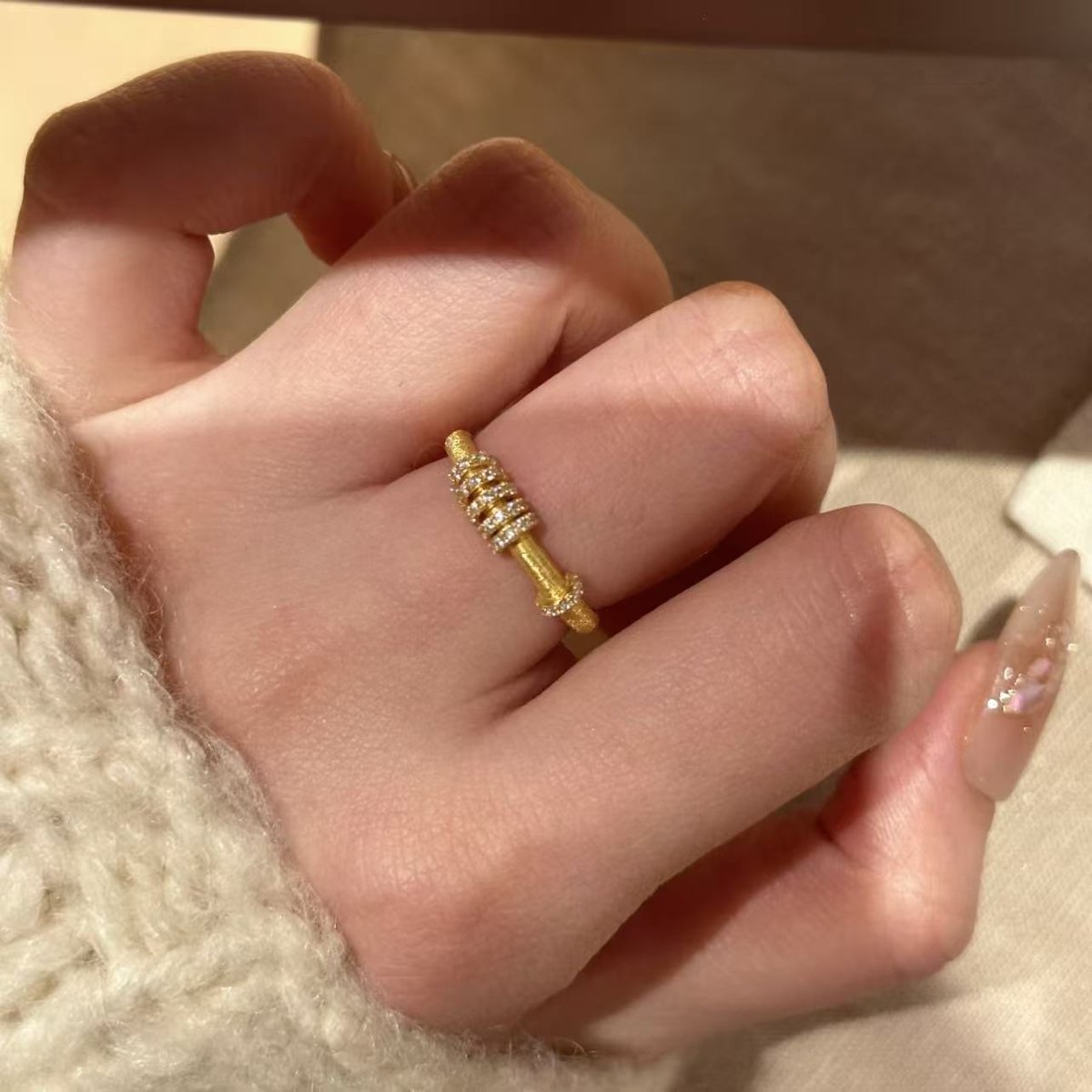 Marquise Cut Rainbow CZ Band Ring - Image 3