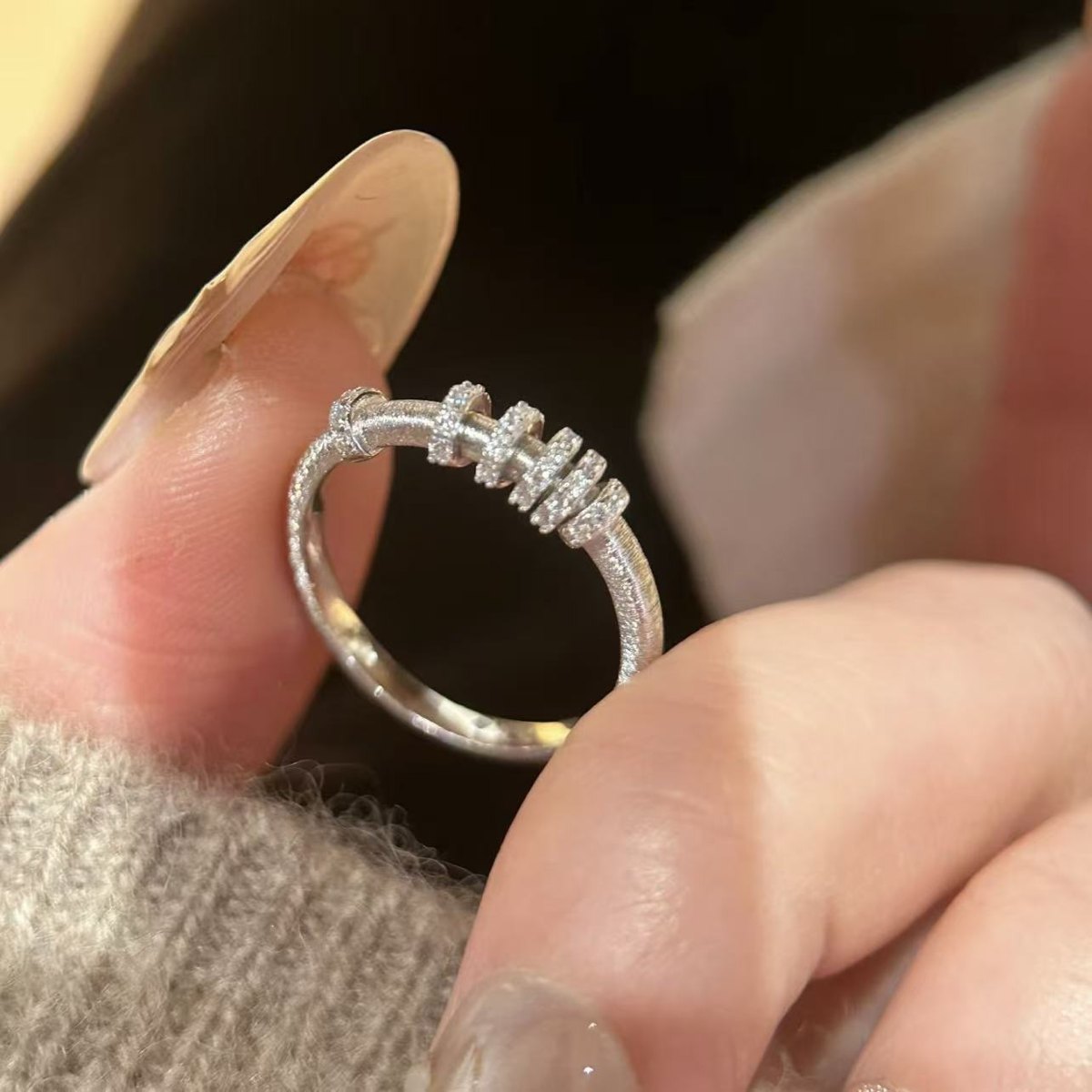 Marquise Cut Rainbow CZ Band Ring - Image 6