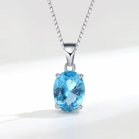 Blue Zircon Pendant Necklace